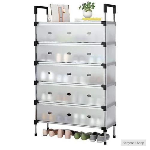 Nice One 5-Tiers Shoe Rack Storage Organizer With Semi-Transparent Dust Proof Shields (NDSR-5T-60)