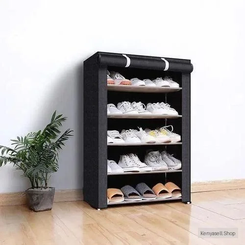 Lindy Single Row 5 Layer Shoe Wardrobe - Black