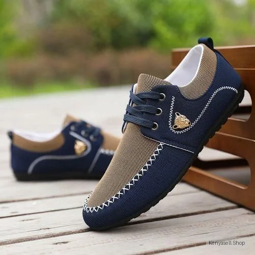 AIDAILU 2025 Newest Men's Casual Loafers Slip On Shoes - Khaki & Blue
