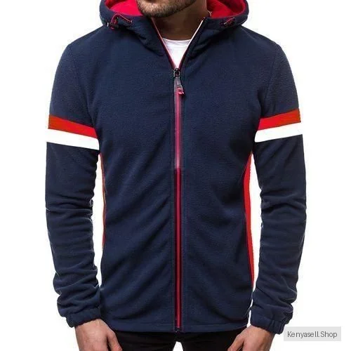 Berrykey Mens Zipper Turtleneck Long Sleeve Varsity Jackets Lightweight Sport Coats - Navy