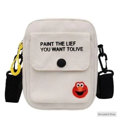 Women's Canvas Shoulder Bag - W hite