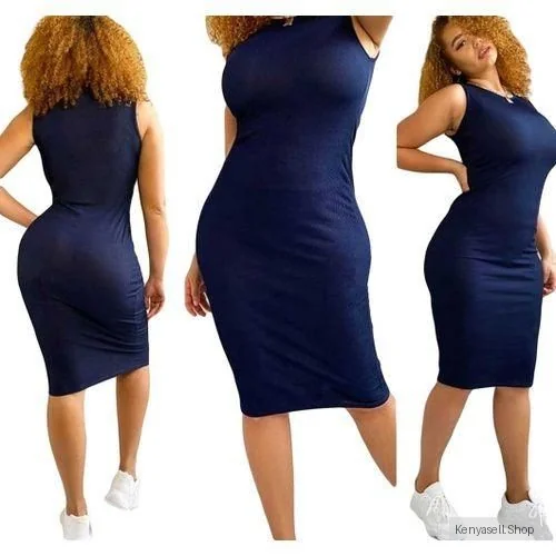 Stylish Mock Neck Ribbed Bodycon Dress(Hips 36-44inches Fit)