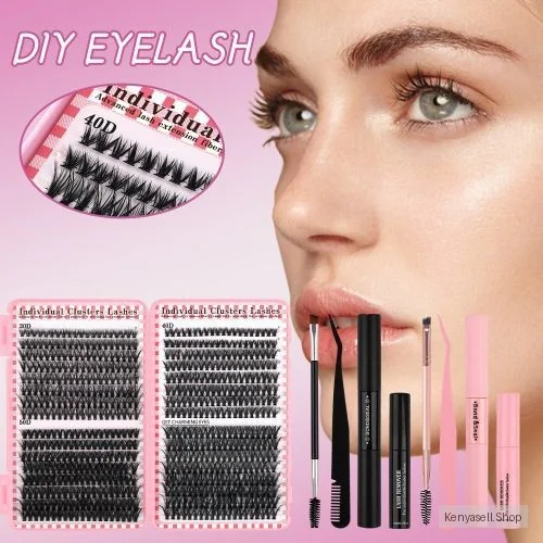 Homarom DIY Eyelash Extension Single Cluster False Lashes Kit 480 Lash Clusters D Curl 9-16mm Thicken