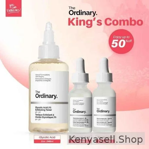 The Ordinary Glycolic Acid +Hyaluronic Acid +Niacinamide Acid Glow Combo for Oily acne prone skin set
