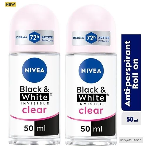 NIVEA Black & White Clear Anti-Perspirant Rollon For Women 72h - 50ml (Pack Of 2)