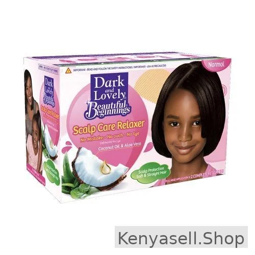 Dark & Lovely Beautiful Beginnings Scalp Care No Lye Relaxer Kit.