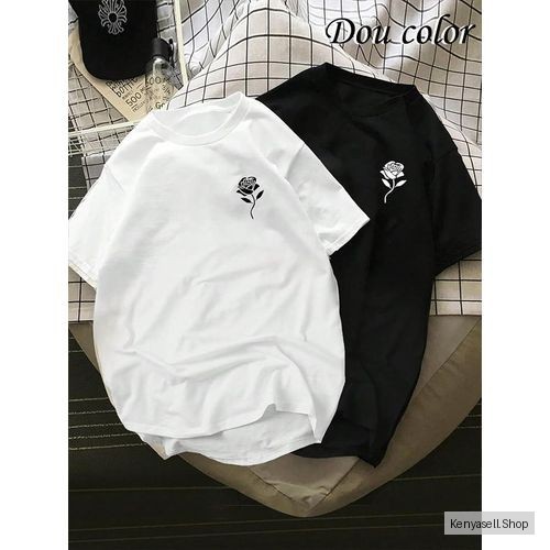 Dou-color Men's 2in1 Rose Print T-Shirt