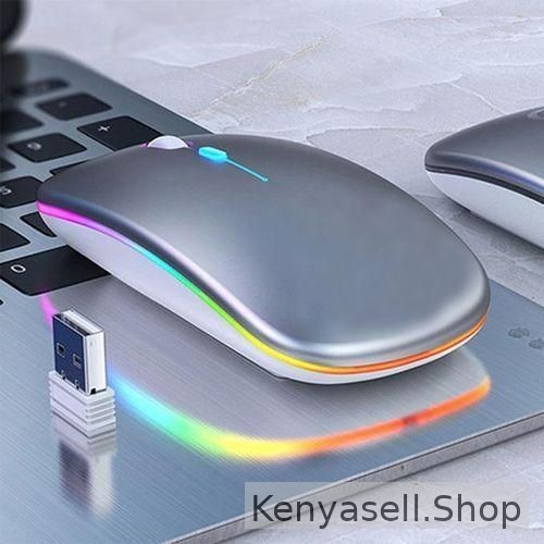 White Label Colorful LED 2.4G Rechargeable Mouse - Silver