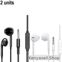 GtyGo  2 pcs Earphone Wired Control Mic In-Ear Headset  3.5mm Wired Ear bud Wire Contro Stereo Sound