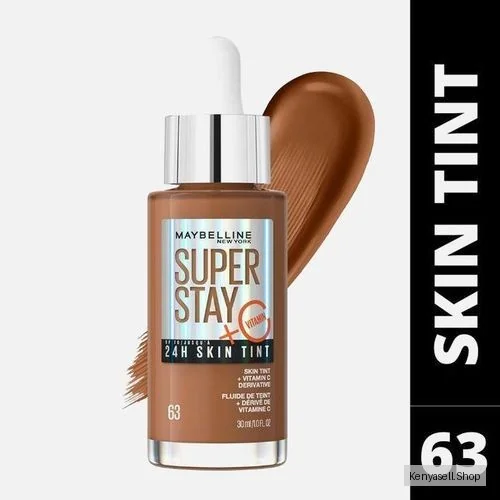 Maybelline Superstay Skin Tint Shade  63 with Vitamin C, Upto 24HR Longwear, Radiant Light-to-Medium Coverage Foundation