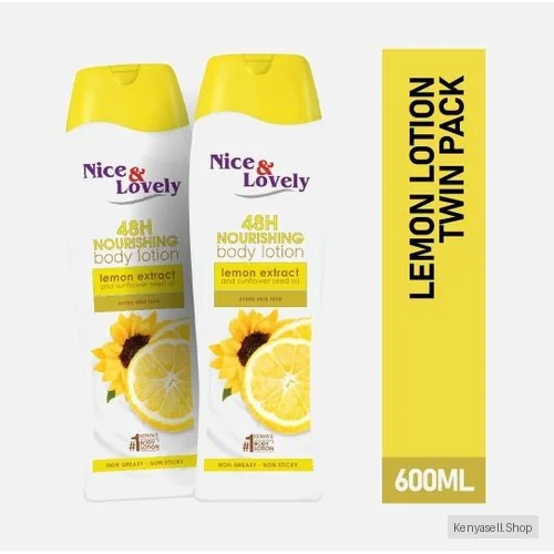 Nice & Lovely Twin Moisturizing Lemon 600ml Lotion (Pack of 2)
