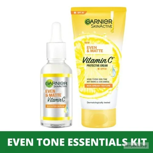 Garnier Eventone Essentials Pack - Even & Matte Day Booster Serum 30ml + Vitamin C Protective Cream SPF 30 50ml