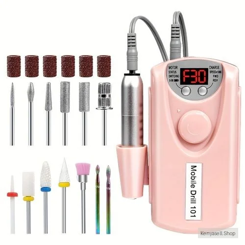 Professional Nail Drill Set, 30000RPM Motor, Rechargeable Manicure Tools, Nail File, Nail Polisher