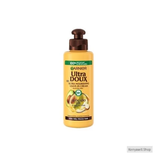 Garnier Ultra Doux Nourishing Leave In Cream With Avocado Oil & Shea Butter - Deeply Nourishes, Smoothes & Tames Frizz Very Dry, Frizzy Hair 200ml