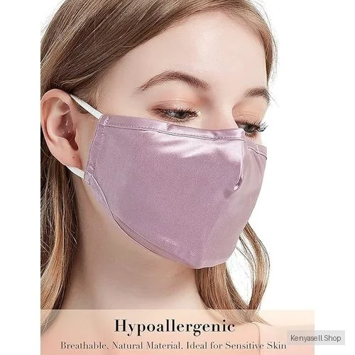 Three-layer Artificial Silk Mask Purple Reusable For Adult