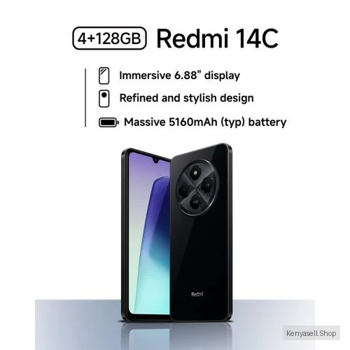 XIAOMI Redmi 14C, 6.88" (4GB RAM+128GB Storage) (Dual Sim) 5160mAh - Midnight Black (2YRs WRTY)