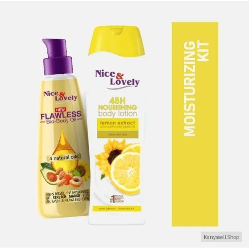 Nice & Lovely Moisturizing Kit: lemon 360ml + Body Oil 100ml (Pack of 2)