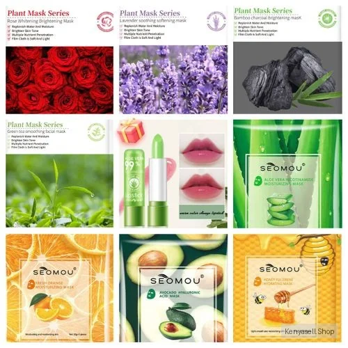 8 Face Masks Skincare, Hydrating Face Masks, Bulk Facial Mask Set,Moisturize 1 Lipstick