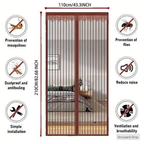 Magnetic Screen Door Self Sealing Keeps Bugs Out Hands Free-Brown