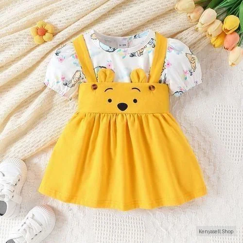 Catpapa 3-24Months Baby Girl Cartoon Pringting T-Shirt With Overalls