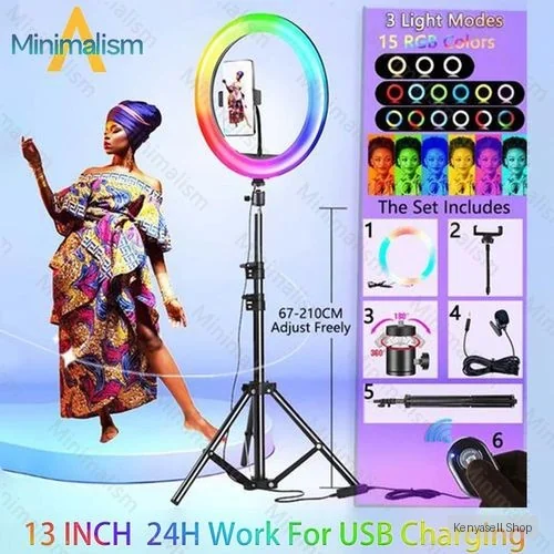 6pcs/Pack  RGB Ring Light 13Inch+2.1M Tripod Stand For Tiktok Youtube Photograph