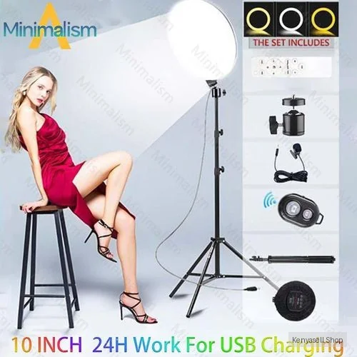 6in1 10 Inch Round Flat Light+2.1M Tripod Stand For Tiktok Youtube Photography