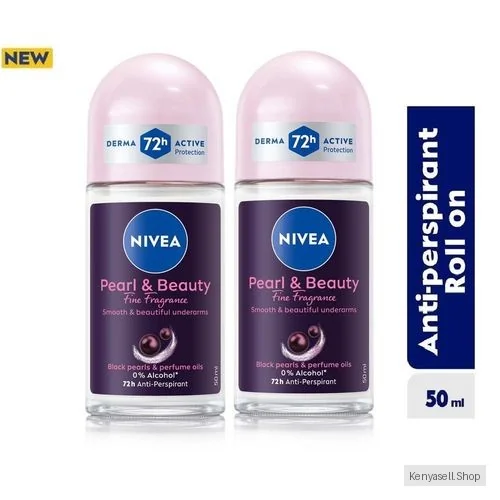 NIVEA Pearl & Beauty Black Pearl Fine Fragrance Anti-Perspirant Roll-On, 48h - 50ml (Pack Of 2)