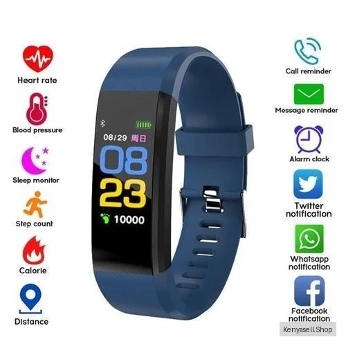 Sports Smart Watch Heart Rate Blood Pressure Bracelet - Blue