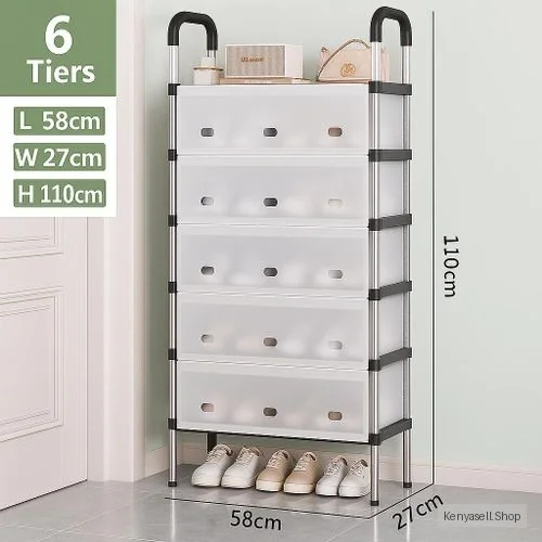 CYFAZA Shoe Rack Organizer 6 Tiers Dust-proof & Stainless Steel Free Standing