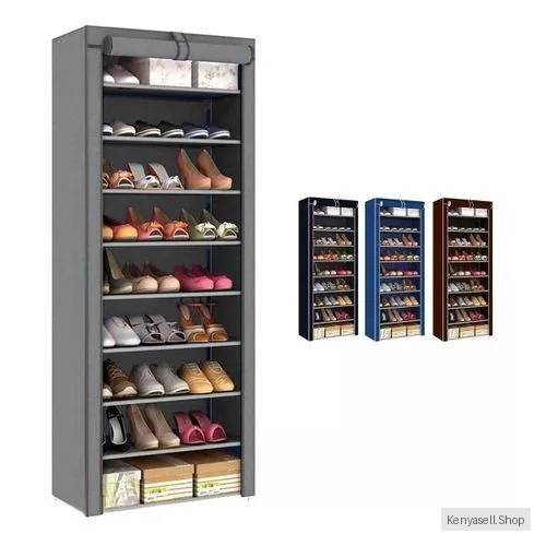 CYFAZA Shoe Rack Organizer 9 Tiers Dust-proof & Stainless Steel with Cover