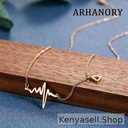 ARHANORY Women Necklace Ladies Heartbeat Rhythm Pendant Chain - Gold