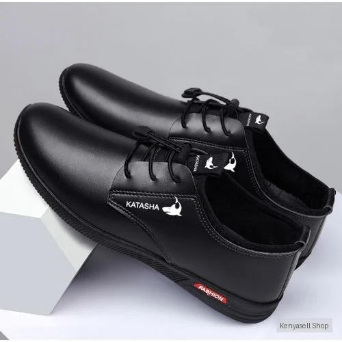 Fashion Men Leather Loafers & Slip-Ons，Casual Soft SoleSneaker Shoes Black