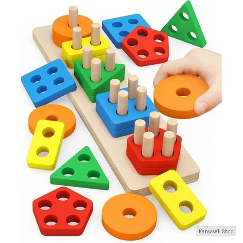 Toddler Toy,Wooden Educational Shape Sorter Preschool Toddler Toy Game Set For Kids, Wooden Sorting  Stacking Toys for Toddlers and Kids Preschool, Educational Toys, Color Recognition Shape Sorter, Learning Puzzles Gift