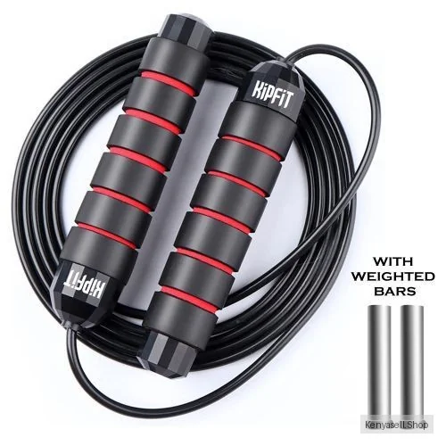 KipFit Red Weighted Jump Skipping Rope For Fitness & Workout.