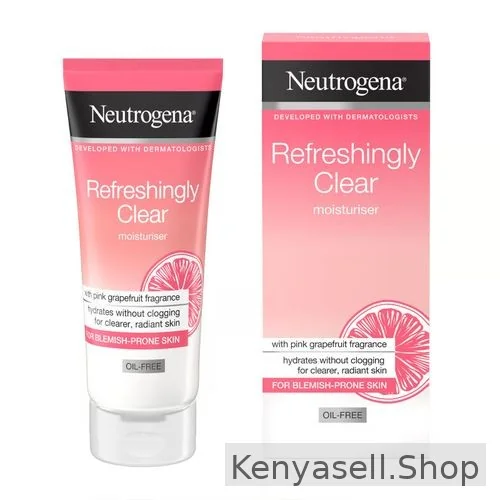 Neutrogena  Refreshingly Clear Oil-Free Moisturiser, with pink grapefruit fragrance, hydrates without cogging for clearer radiant skin.
