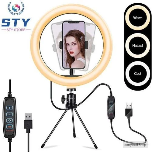 ARHANORY 8'' Ring Light With Tripod Stand LED Circle Lights With Phone Holder For Live Stream