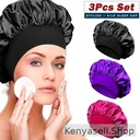 ARHANORY 3Pcs Satin Hair Bonnet Large Sleep Cap Wide Elastic Band