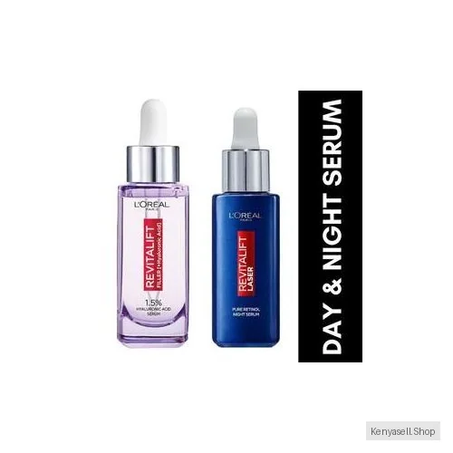 L'Oréal Paris Revitalift Filler Day & Night Serum Kit: Revitalift Laser Retinol Deep Wrinkle Night Serum 30 ml + Revitalift 1.5% Hyaluronic Acid Serum 30ml