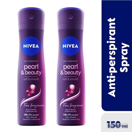 NIVEA Pearl & Beauty Black Pearl Fine Fragrance Anti-Perspirant Spray, 48h - 150ml (Pack Of 2)
