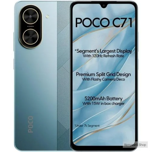 Poco C71 4G, 6.88", 4GB RAM + 128GB (Dual SIM), 5200mAh, Blue (2YRs WRTY)