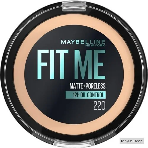 Maybelline Fit Me Matte Poreless Powder  220 Nat Beige, Lightweight, 12hr Long Wearing, Skin Tone Matching, Absorbs Oil