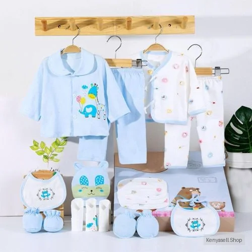 18pcs Newborn Baby Suits Infant Clothing Set, Pants, Hat, Gloves, Bibs