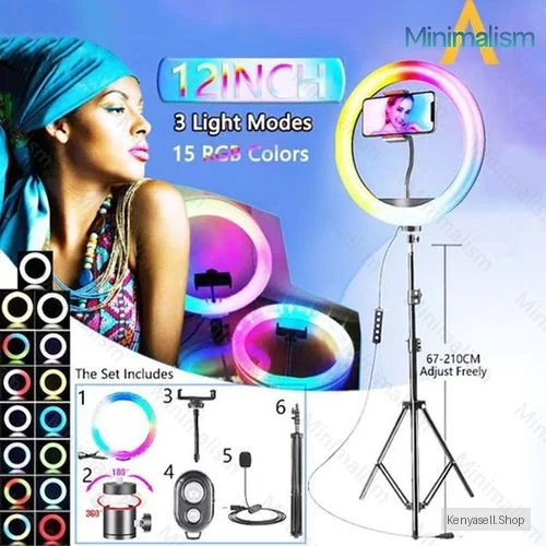 6pcs/Pack  RGB Ring Light 12Inch+2.1M Tripod Stand For Tiktok Youtube Photograph