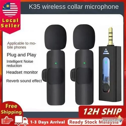 K35 Wireless Microphone 3.5mm Lavalier Microphone for Tiktok Youtube Camera Speaker