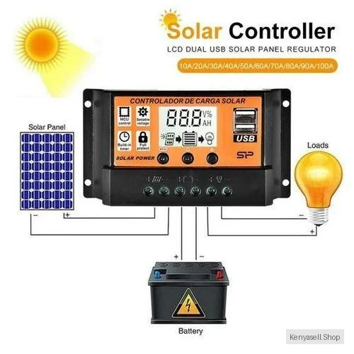 12V/24V30A Solar Charge Battery Regulator DualUSB LCD Display